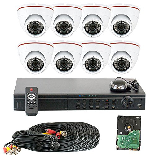 GW Security VD8CHT2 8-CH HD-TVI DVR 8 x 1/3 Inches 1.3 MP HDTVI CMOS Camera, 3.6 mm Lens, 720P, 24 IR LED, 49-Feet IR Distance (Colorful)