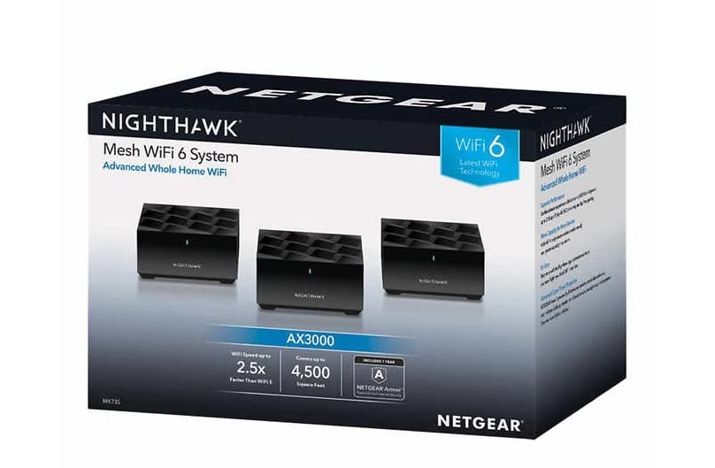 Netgear Nighthawk AX3000 WiFi 6 Mesh System with One Year Advanced Internet Security Included