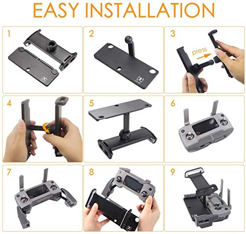 UZOPI Mavic Mini Air Pro Platinum Spark Accessories Tablet Holder – Aluminum Adjustable Remote Controller Bracket Mount Extender with Neck Lanyard Strap for 4-12 Inch Phone Tablets