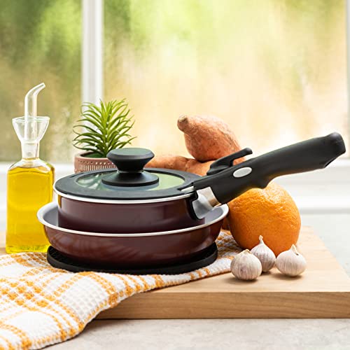 Aluminum Pots And Pans Set Nonstick, Removable Handle Cookware, Stackable Pots And Pans Set, Dishwasher safe, Induction Pots And Pans, Camping Cookware Set By Moss & Stone.