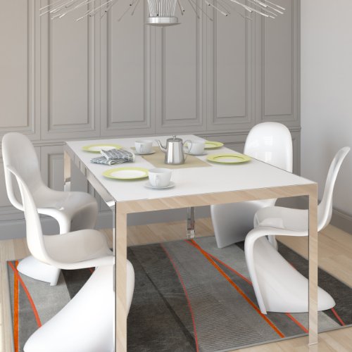 CorLiving Continuous Form Dining Chair, White Gloss, Set of 4