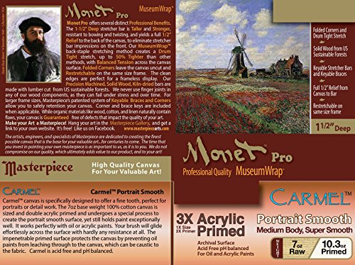 Masterpiece Artist Canvas 43011 Monet PRO 1-1/2" Deep, 6" x 12", Cotton 10.5oz - 3X - Monterey Most Popular