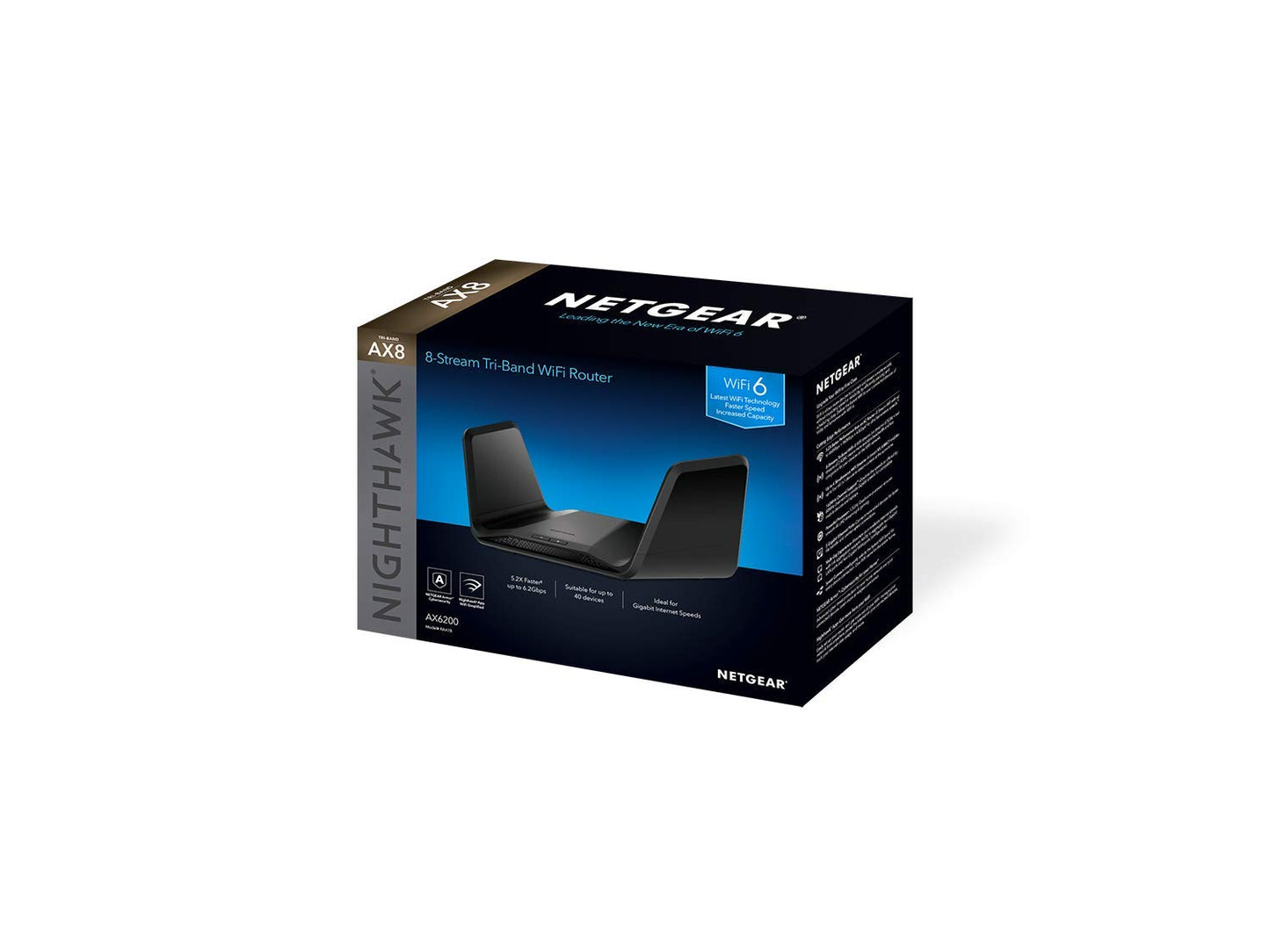 Netgear RAX78-100NAS Nighthawk Tri-Band AX8 8-Stream AX6200 WiFi 6 Router