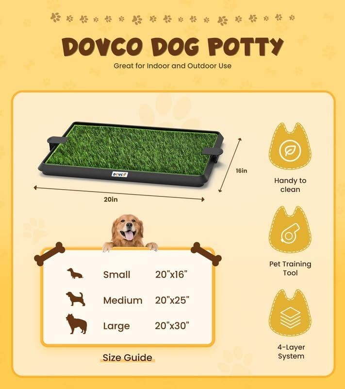 Super Absorbent Dog Grass Pad with Tray 20x16" Reusable Puppy Potty Training Mat