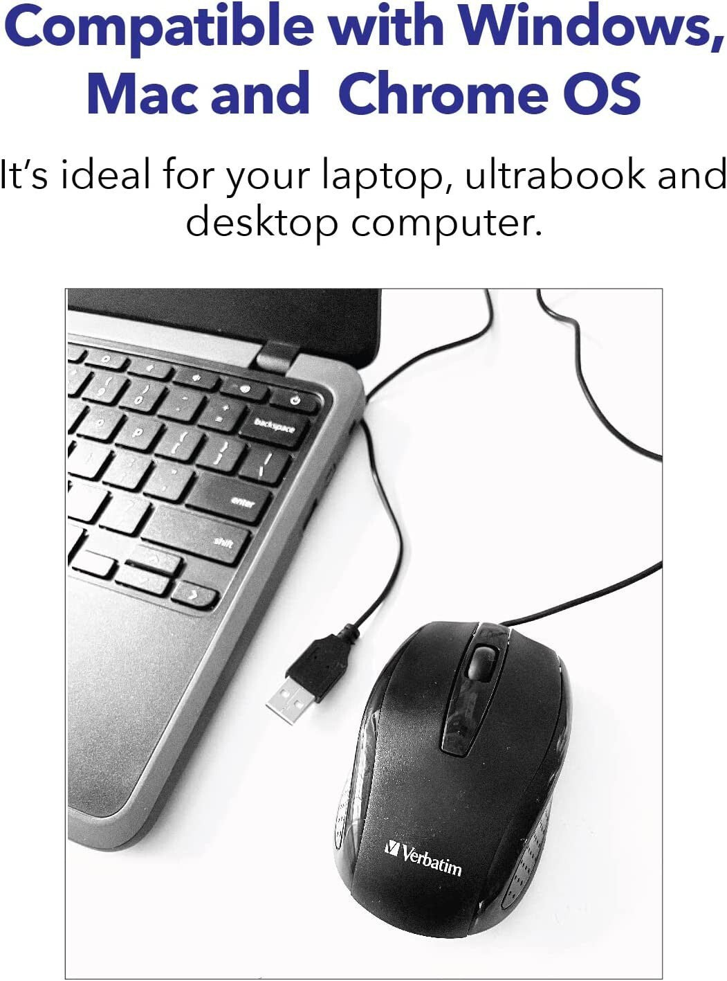 USB USB Wired Computer Mouse Verbatim Corded Mouse Laptops PCs