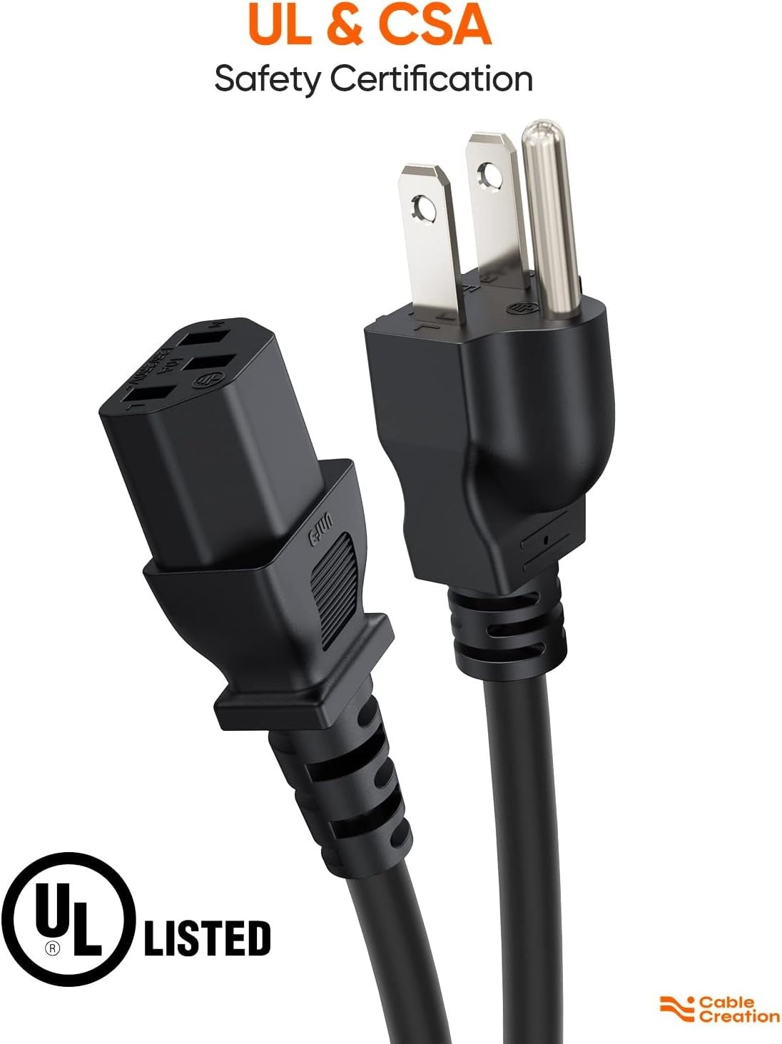 CableCreation 2-Pack 1FT Power Cord NEMA 5-15P to IEC C13 18AWG Black Cable