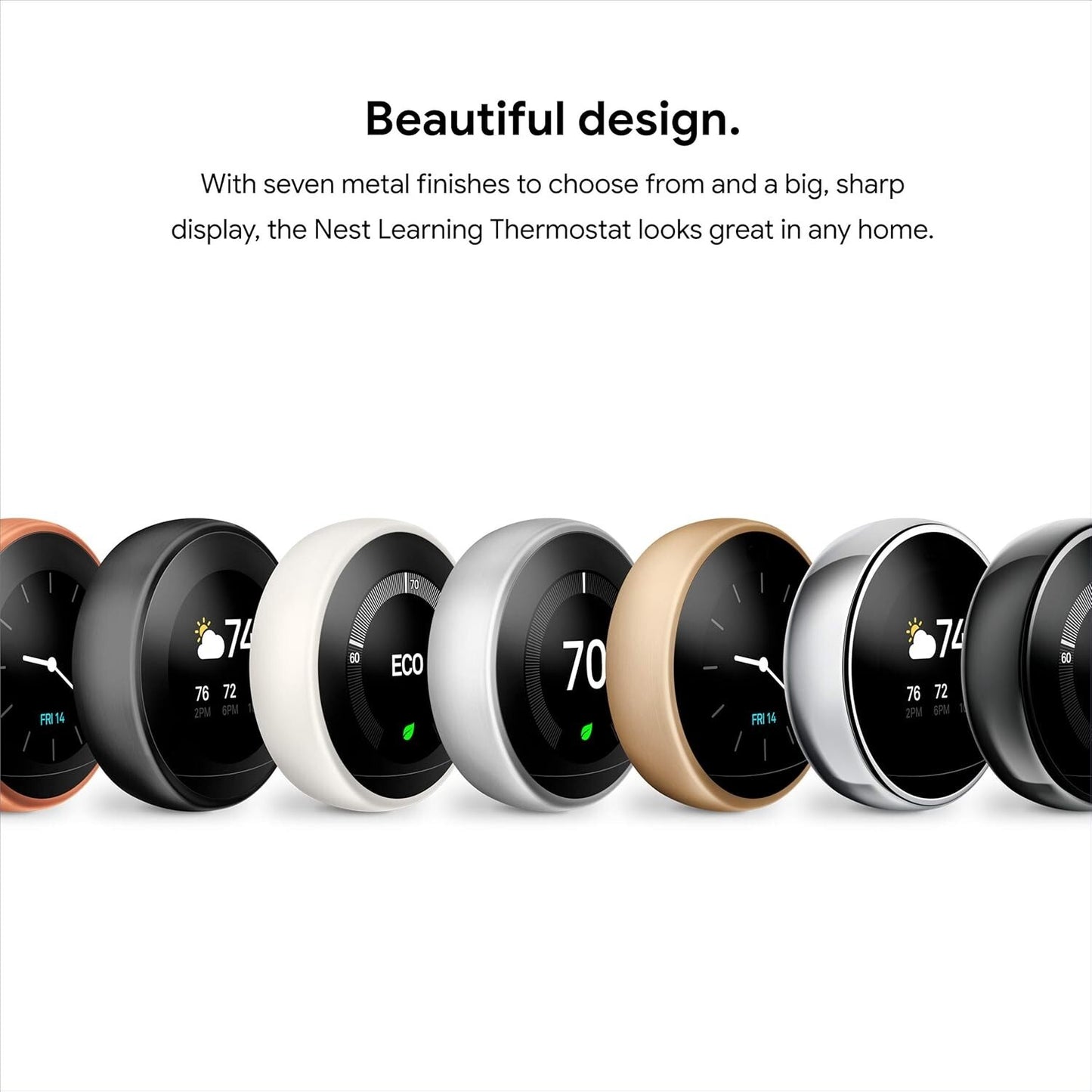 Google Nest Thermostat 3rd Gen Smart Programmable Alexa Compatible Mirror Black
