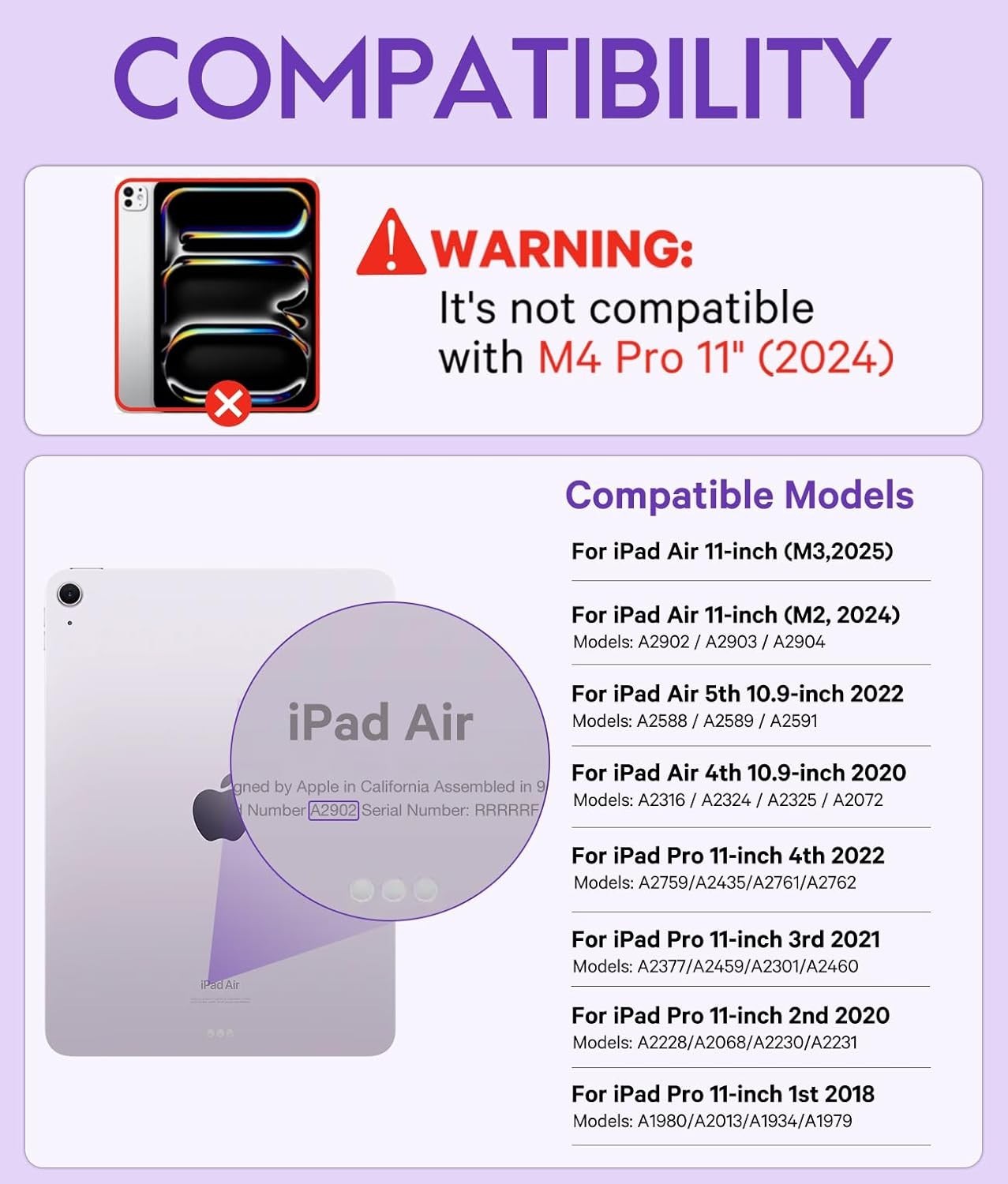 GreenLaw Keyboard Case for iPad Air/Pro 11" – Backlit, Trackpad – Light Purple