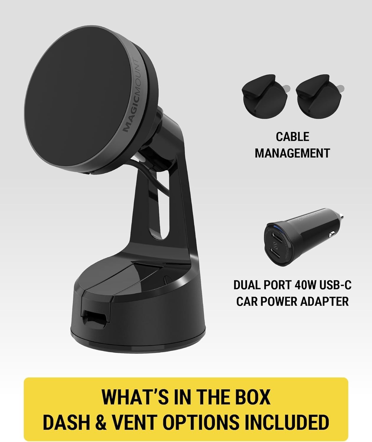 Scosche Qi2 MagSafe Car Mount 15W Wireless Charger w/ Suction Cup, iPhone 16/15