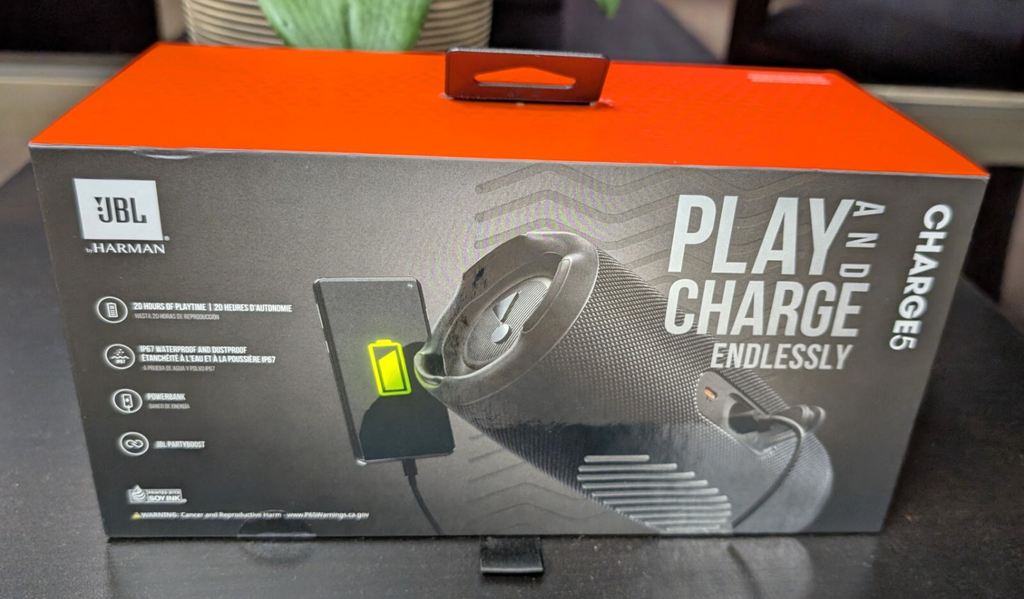 JBL Charge 5 Black Waterproof Bluetooth Speaker IP67 with Powerbank & PartyBoost