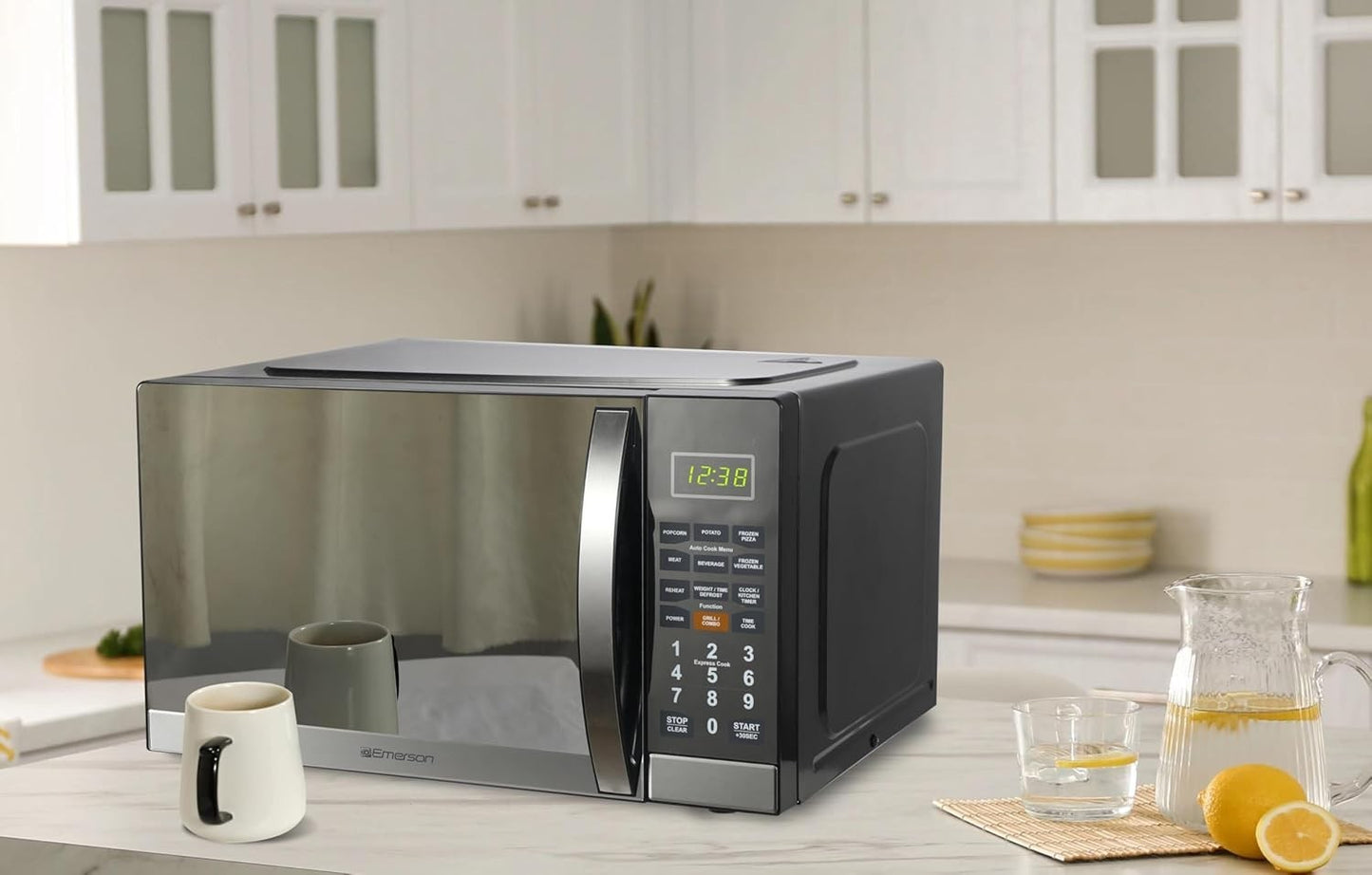 Emerson MWG1191SB Microwave w/ Grill – 1100W, 1.1 Cu Ft, Stainless Steel