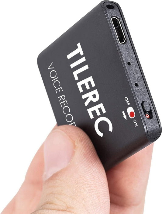 TileREC Slim Voice Recorder – 64GB, Voice Activation, Long Battery, Playback