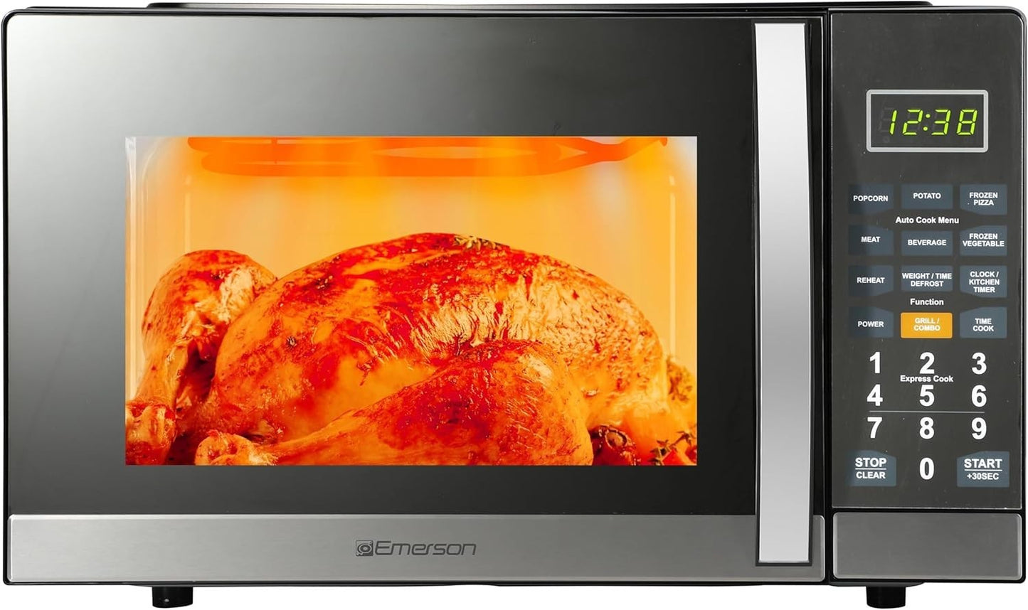 Emerson MWG1191SB Microwave w/ Grill – 1100W, 1.1 Cu Ft, Stainless Steel