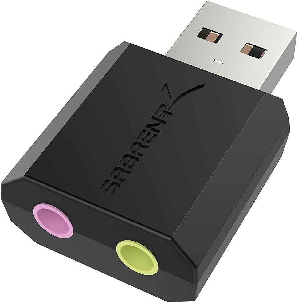 AU-MMSA USB Sabrent External Stereo 3D Sound Adapter Black
