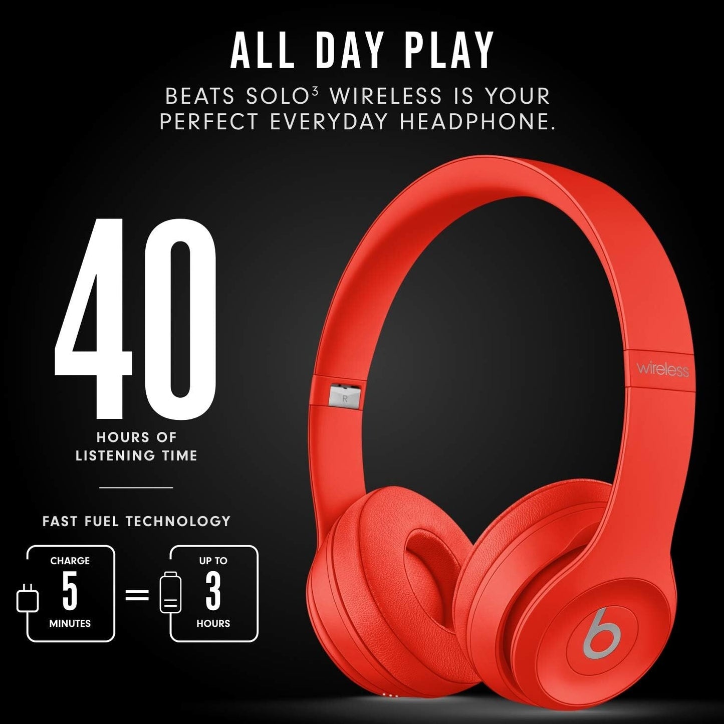 MX472LL Beats Dr Dre Solo3 Wireless Citrus Red On Ear Headphones A Sealed