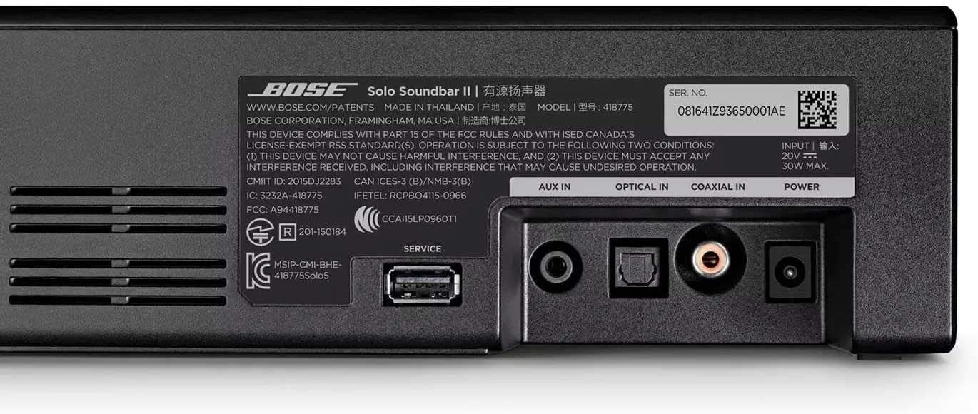 Bose Solo Soundbar II 845194-1100 Bluetooth SoundBar Home Audio Spear 10OW BLACK
