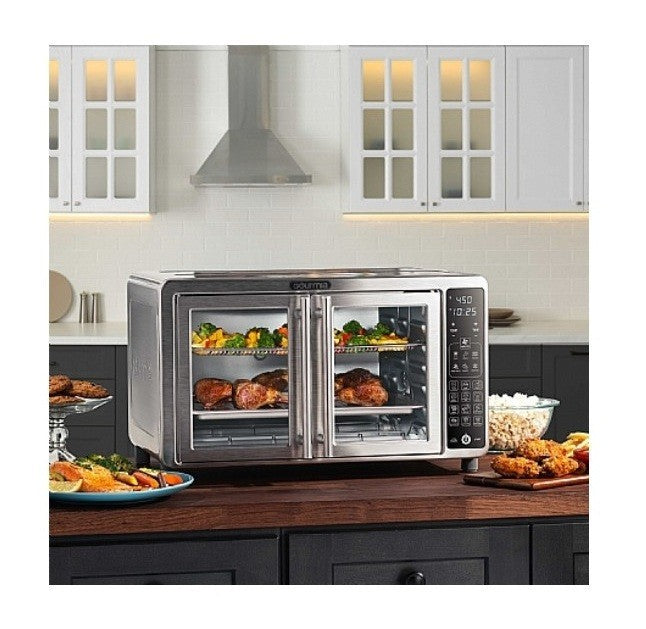 Gourmia GTF7660 Digital Air Fryer Oven – 19 Functions, SS, French Door, 12-Slice