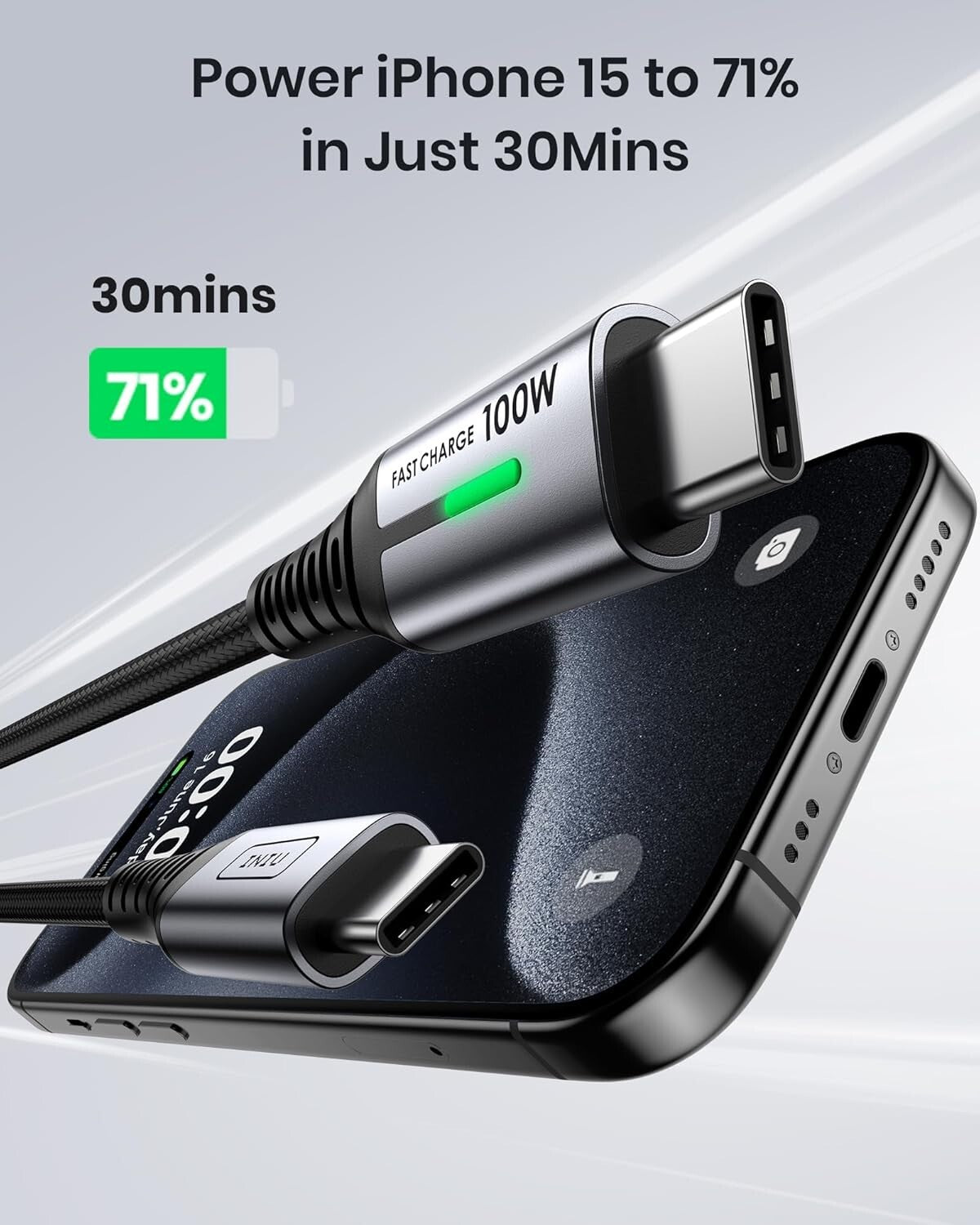 Samsung INIU USB C Cable 1ftFast ChargeriPhone 15 Pro Max Galaxy Black