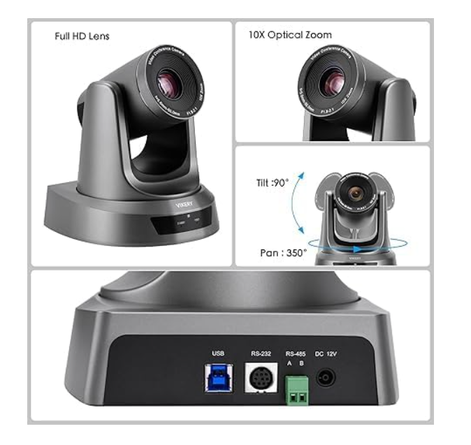 Vikery Zoom HD Camera 10X Optical Zoom PTZ | 90 Degree Diagonal Field | VH10U