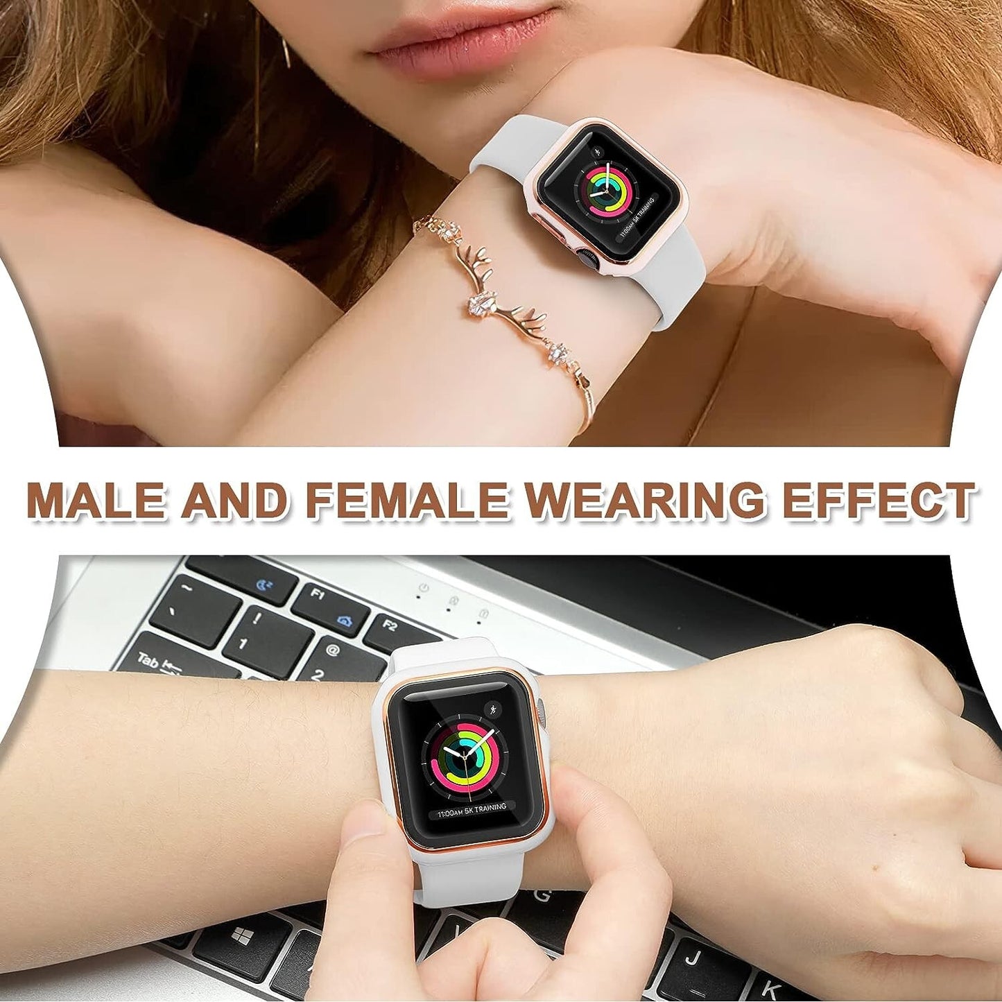 Hard PC w Tempered Glass Screen Protector Compatible w Apple Watch