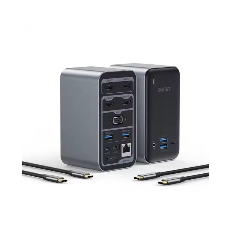 CHOETECH 15-in-1 USB-C Dock – 4 Displays, 100W PD, 4K HDMI, Ethernet