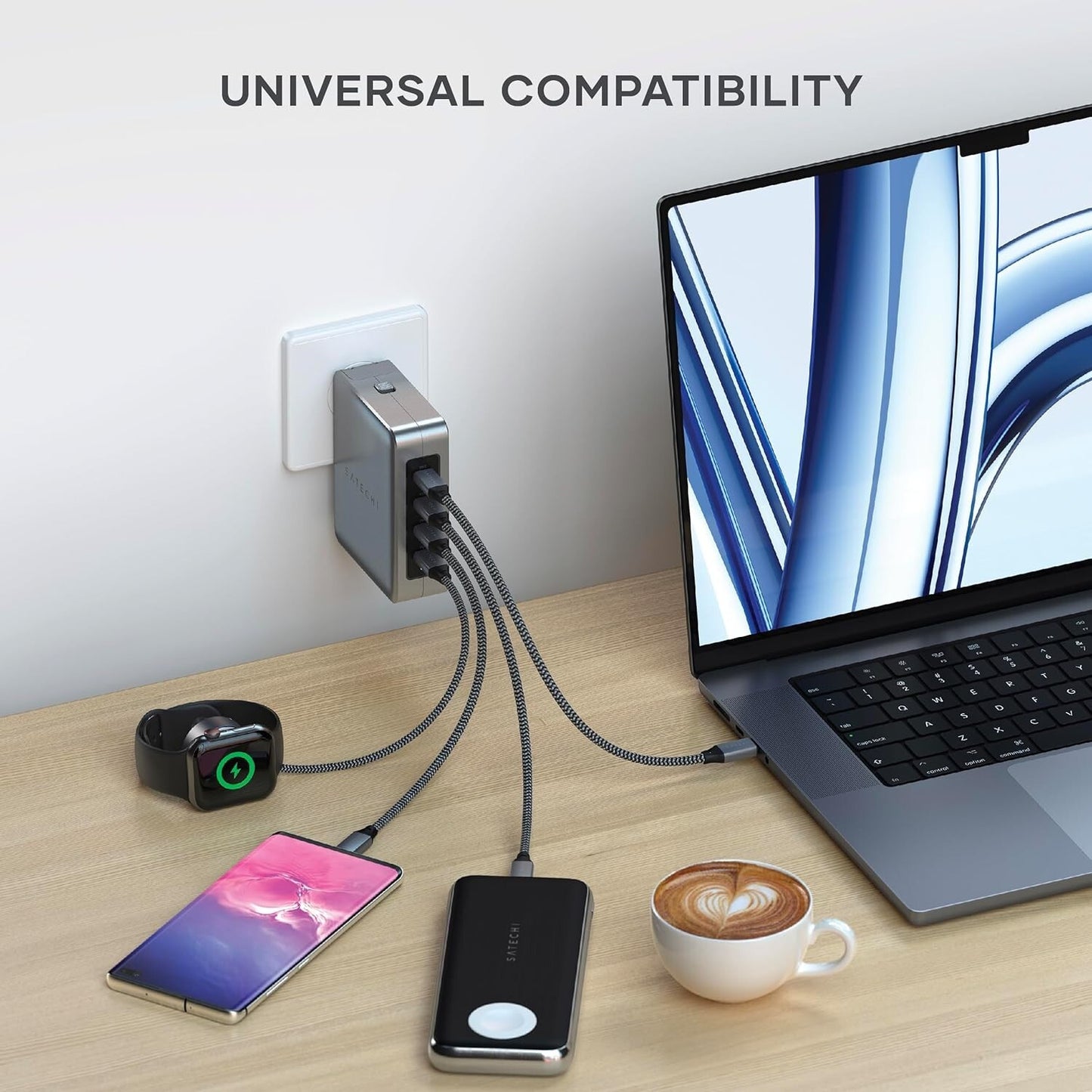 Satechi 145W USB-C GaN Travel Charger 4-Port Fast Charging 2x PD 3.1 OEM