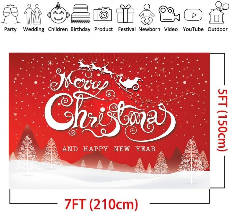 7x5ft Merry Christmas Backdrops Photography Snowflake Microfiber Happy New Year