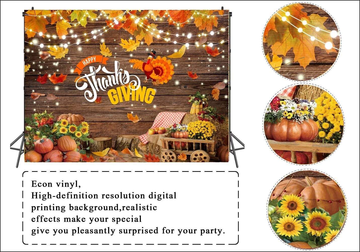 10x8 ft Thanksgiving Backdrop Fall Backdrop Thanksgiving Turkey Pumpkin Autumn