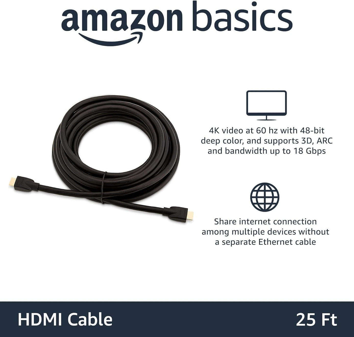 HDMI PS4 Amazon Basics HighSpeed 4K Ultra HD 25 ft76 m 20 Cable TV La