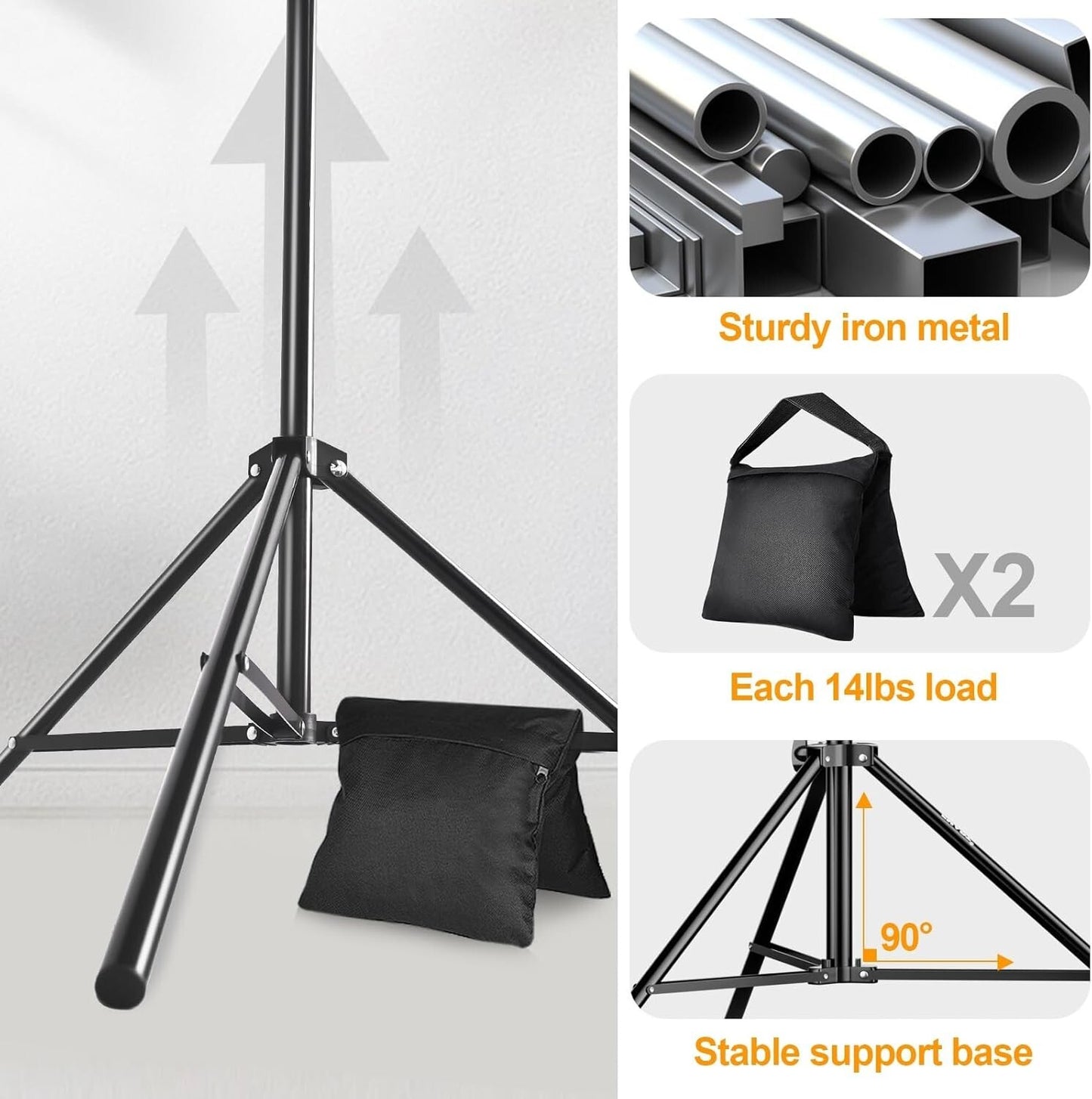 EMART 85 x 10 ft Photo Backdrop Adjustable Muslin Background Support Stand
