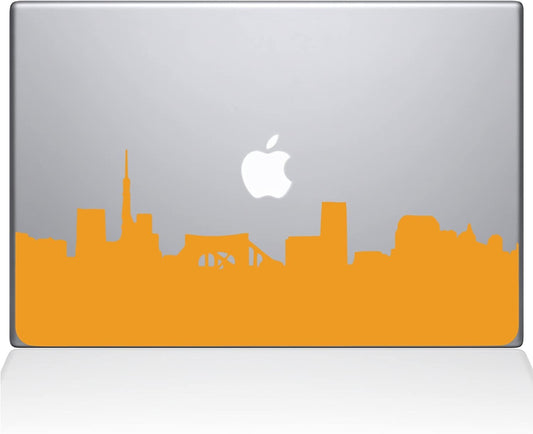 2073-MAC-15P-SY Decal Guru Pittsburg City Skyline Decal Vinyl Sticker Yellow