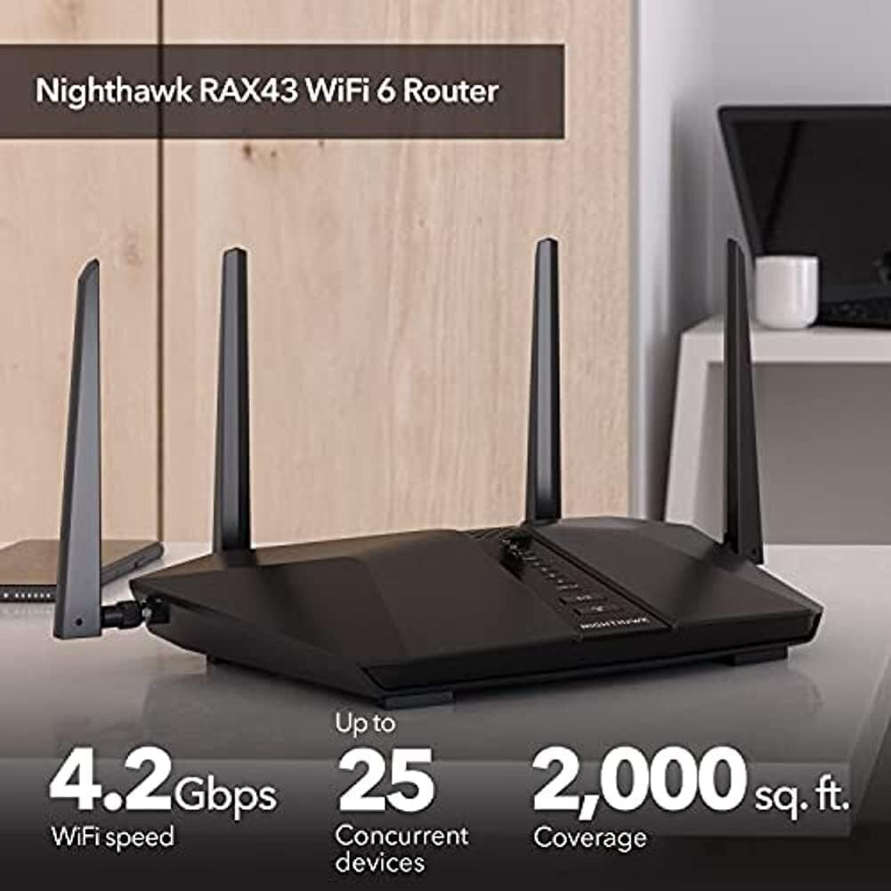 NETGEAR RAX43 Nighthawk WiFi 6 Router 5Stream DualBand Gigabit Router