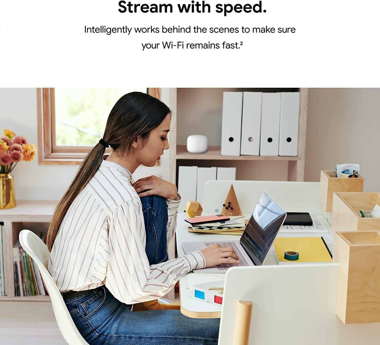Nest WiFi Router + 2 Points (3-Pack) – Mesh WiFi with Smart Speaker, White