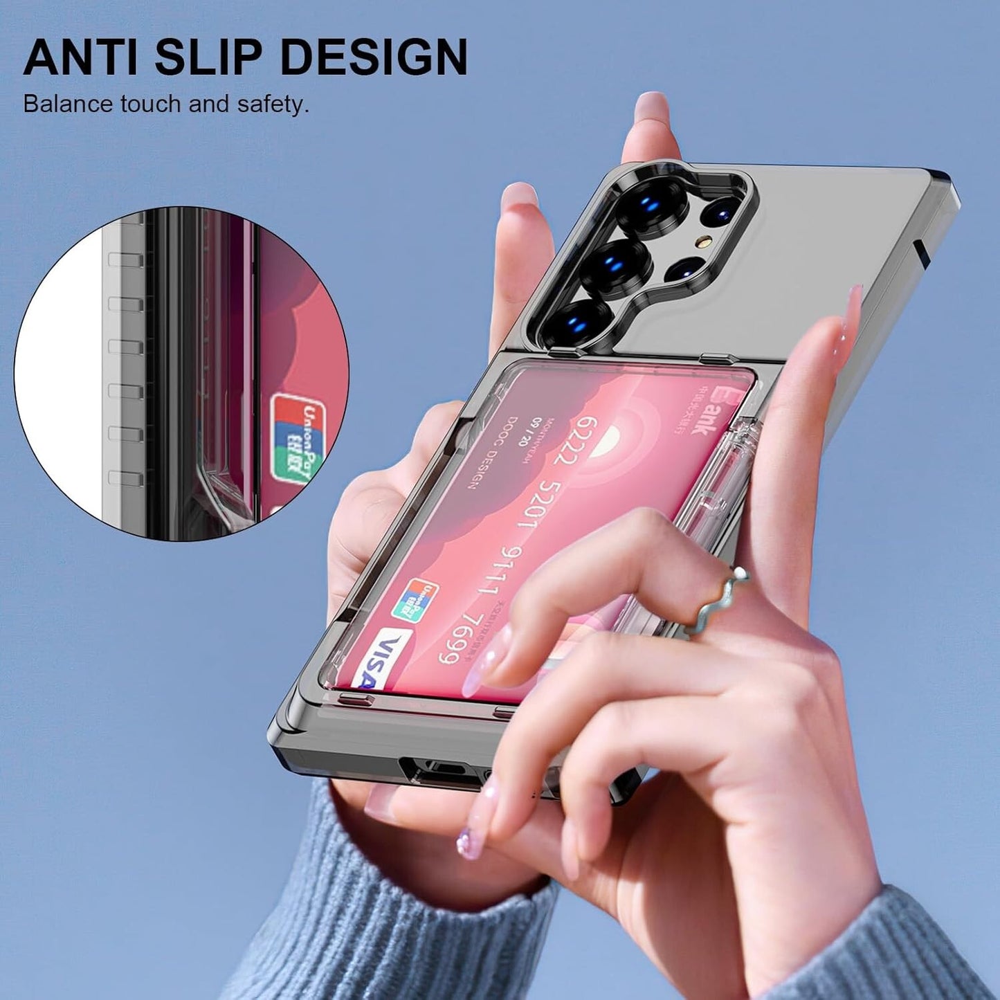 S23 TPU Galaxy Ultra Wallet Credit Card Holder Soft Bumper Shockproof