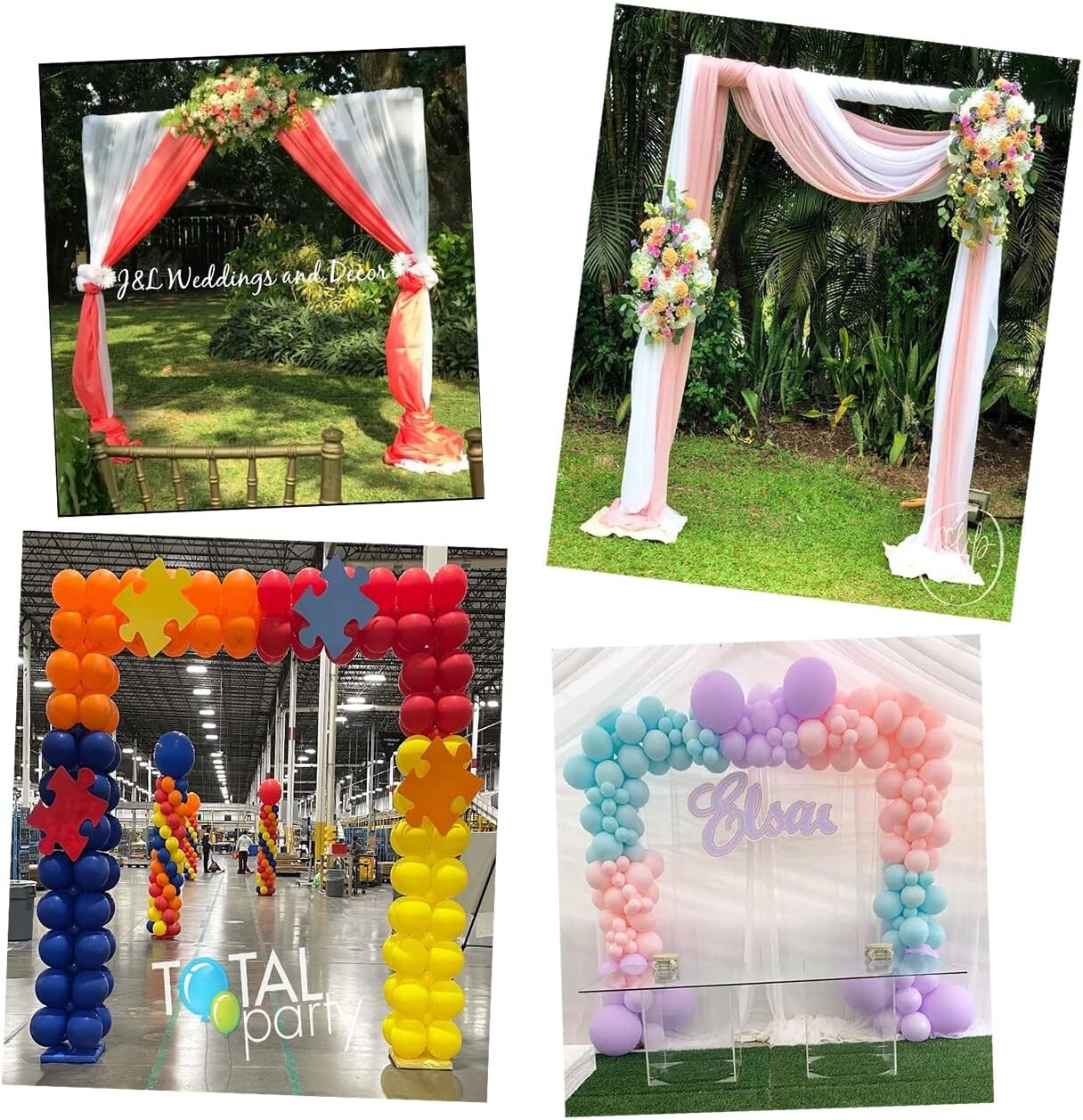LANGXUN Heavy Duty Black Metal Square Backdrop Stand Arch Wedding Birthday