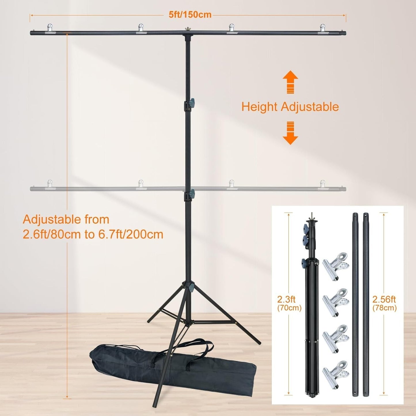 LINCO Lincostore Zenith Portable TShape Background Backdrop Stand Kit 5x67ft