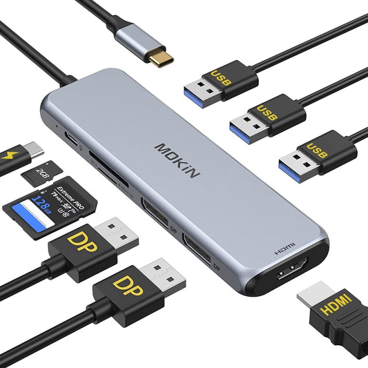 USB USB C Docking Station Dual DisplayPort MOKiN C Hub Dongle 2 DP