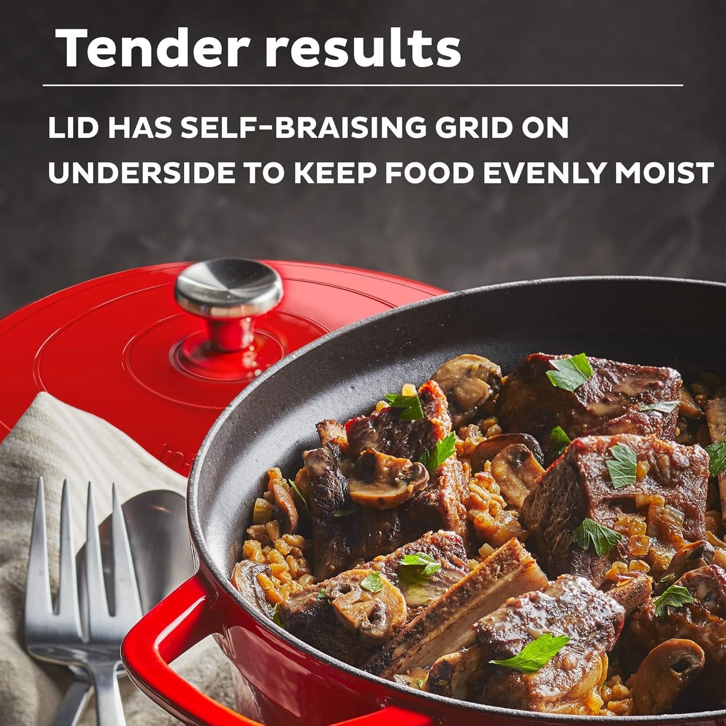 Instant Pot 6QT Electric Dutch Oven, Braise, Sauté 5-in-1, 1500W Red, Cast Iron