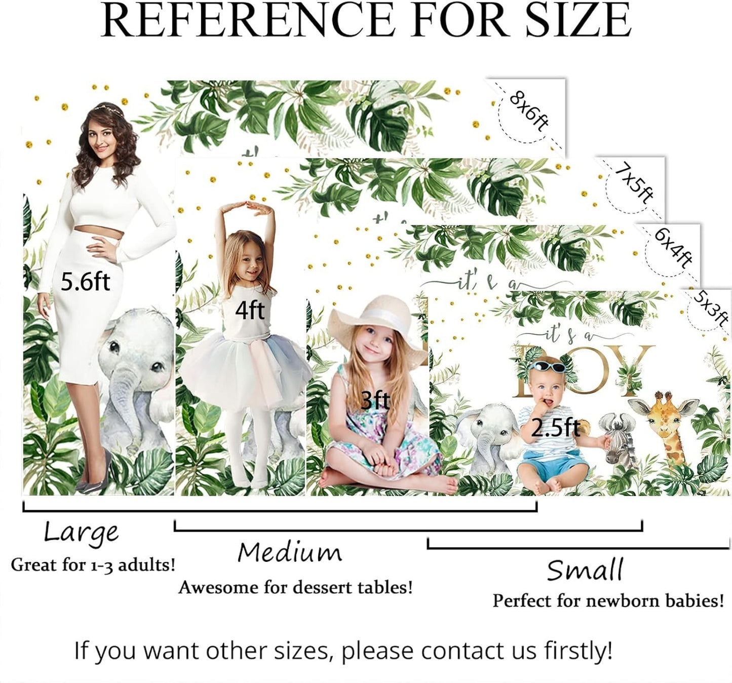 Safari Backdrop Its Boy Jungle Animals Baby Shower Newborn Baby Party 7x5 ft