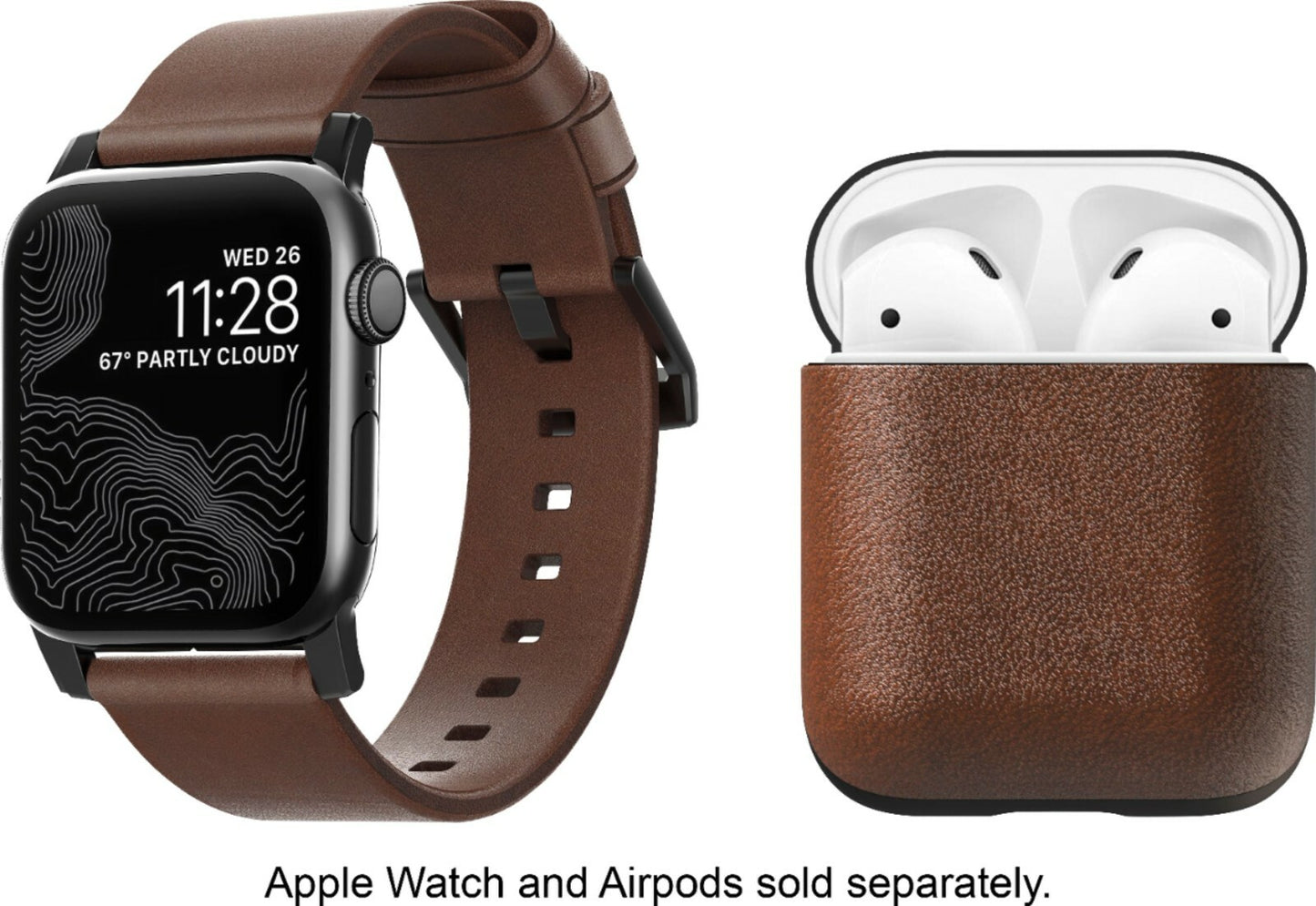 BROWN Nomad Modern Leather iWatch Strap Apple Watch 42mm 44mm AirPod