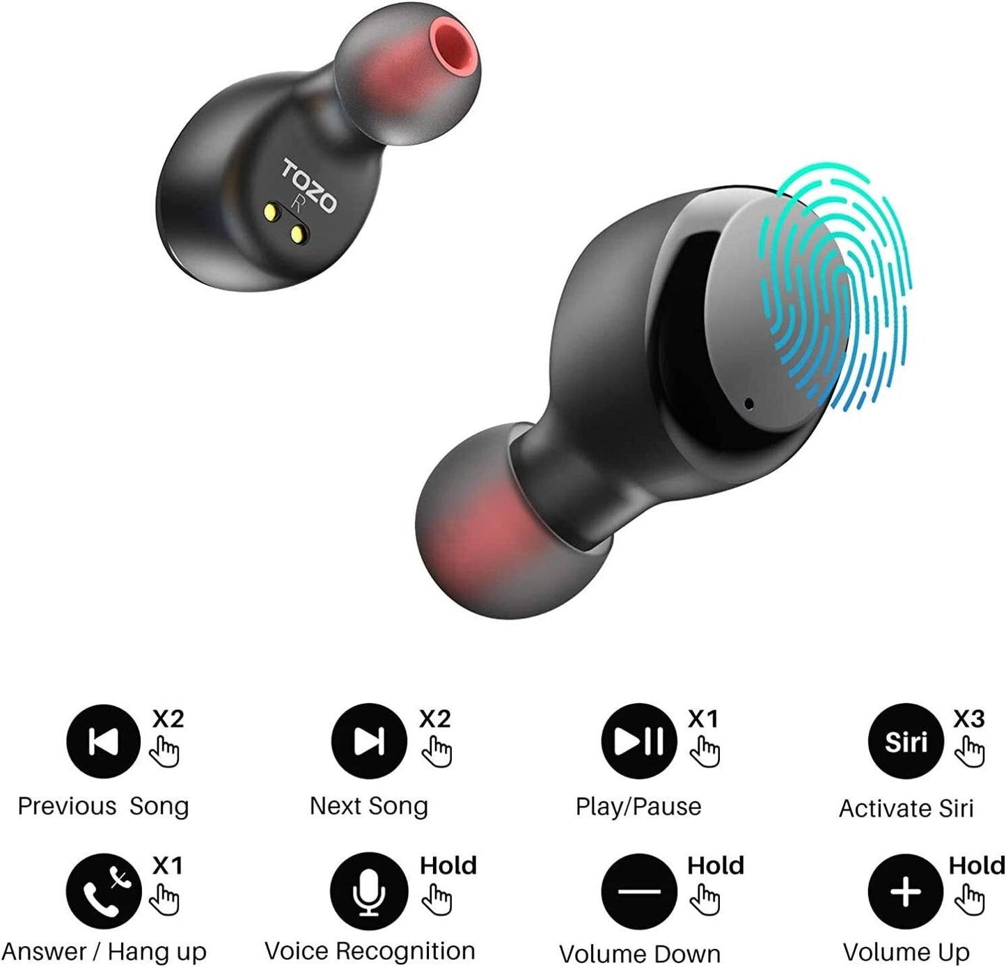 TOZO T6 True Wireless Earbuds Bluetooth Headphones Touch Control