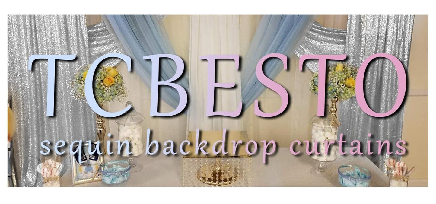 TCBESTO Silver Sequin Backdrop Curtain 8FTx8FT 1 Panel Sparkly Wedding Party Bac