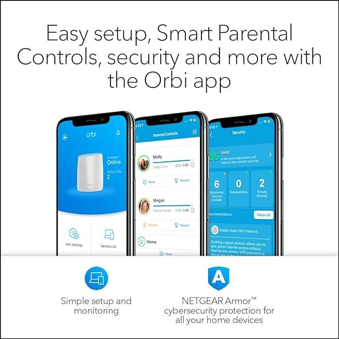 NETGEAR Orbi Home WiFi Mesh System (Orbi Tri-Band Router Only - RBR50-100NAS)