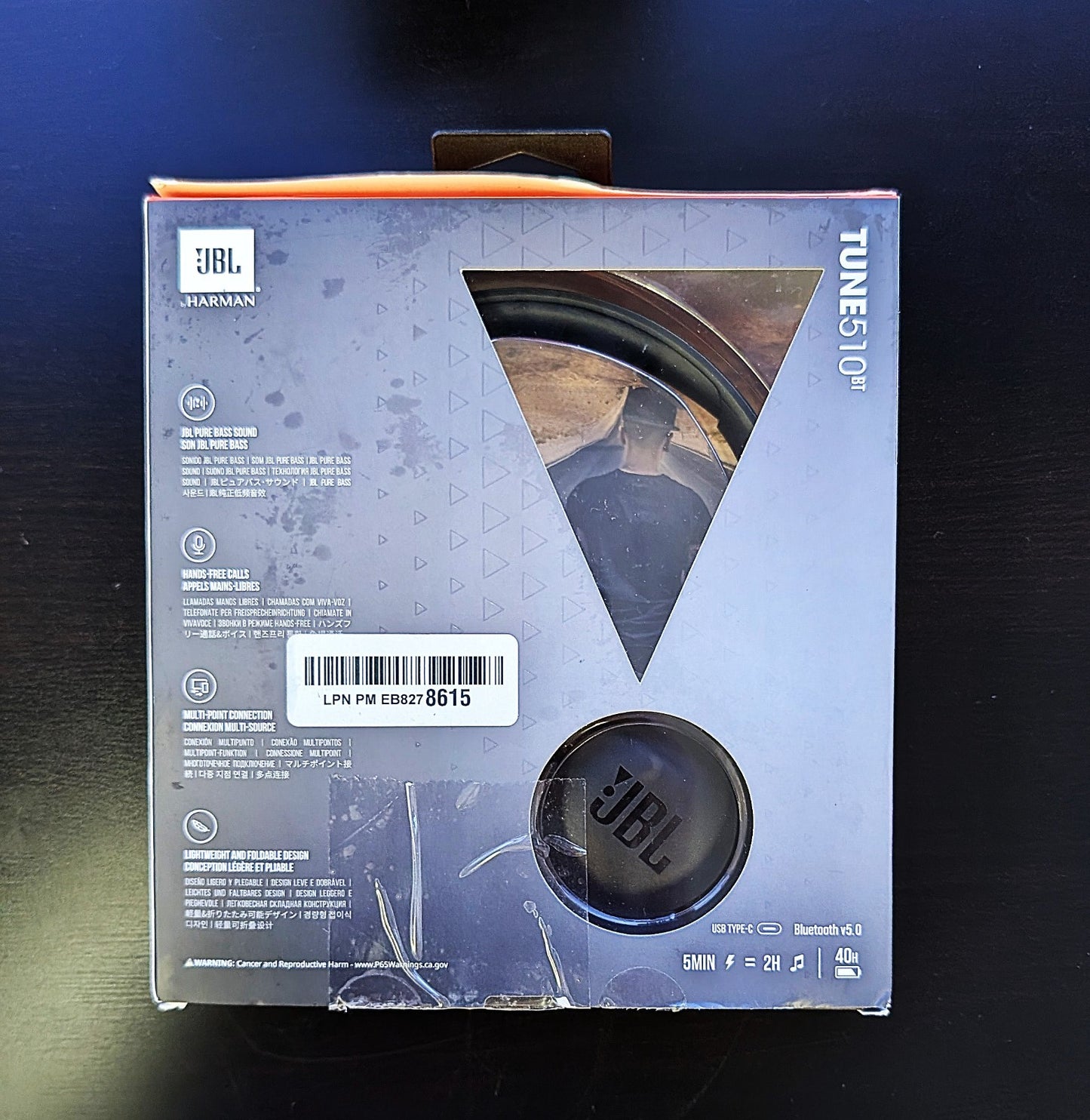 JBL Live 510BT Wireless Bluetooth Headphones, 40H Battery, Mic, Foldable, Black