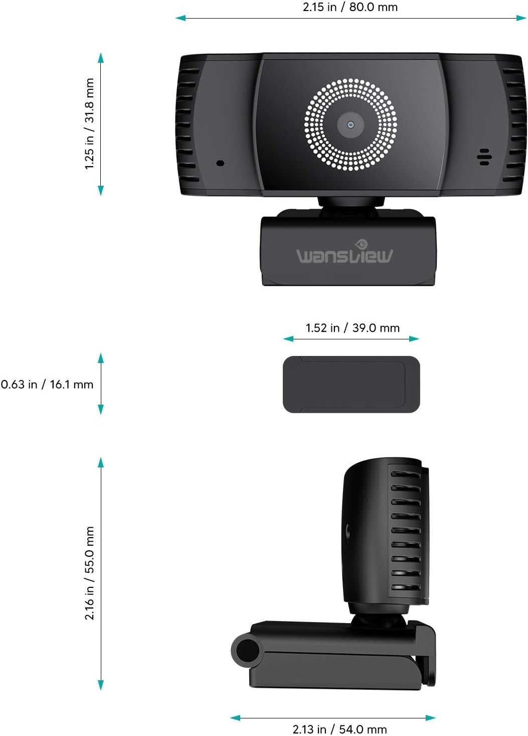 1080P USB wansview Webcam w Mic HD Webcam PC Laptop Web cam w Privacy