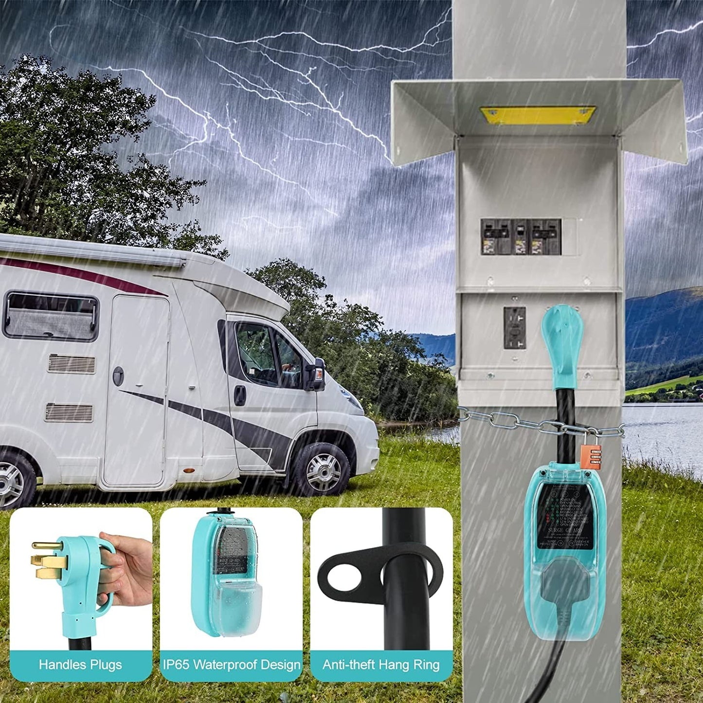6500 Zeritoof RV Surge Protector 50 Amp Upgraded Joules Surge Protection