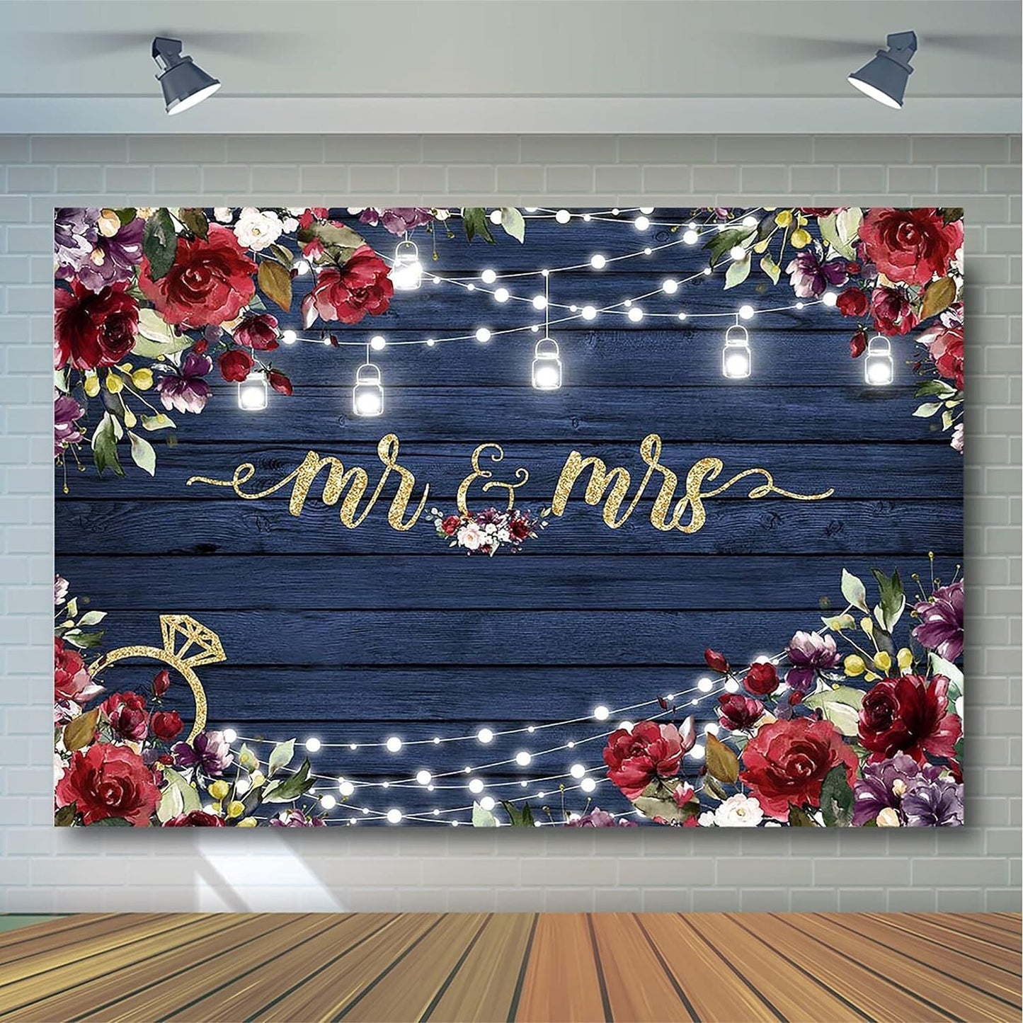 Avezano Burgundy Mr Mrs Backdrop 7x5ft Wedding Shower Decorations Engagement