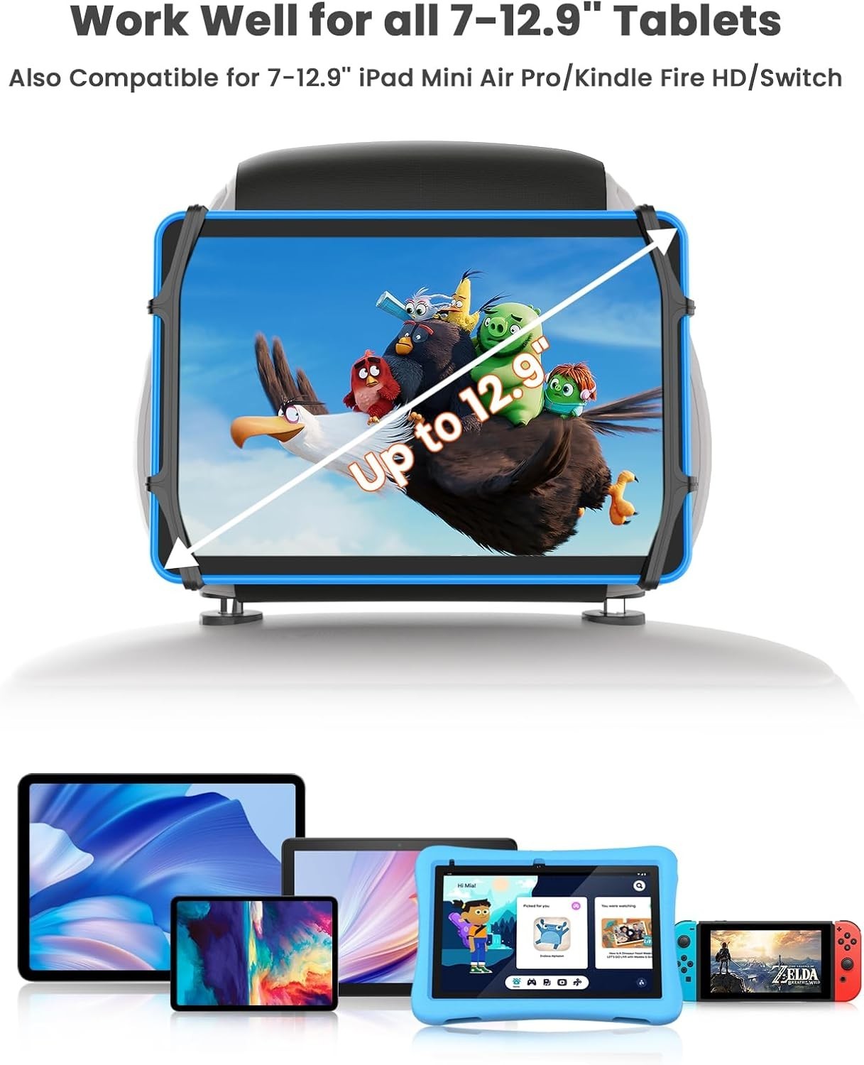 Car Tablet Holder Uni  Ipad Holders Car Mount Headrest for All 7-12.9" Tablets