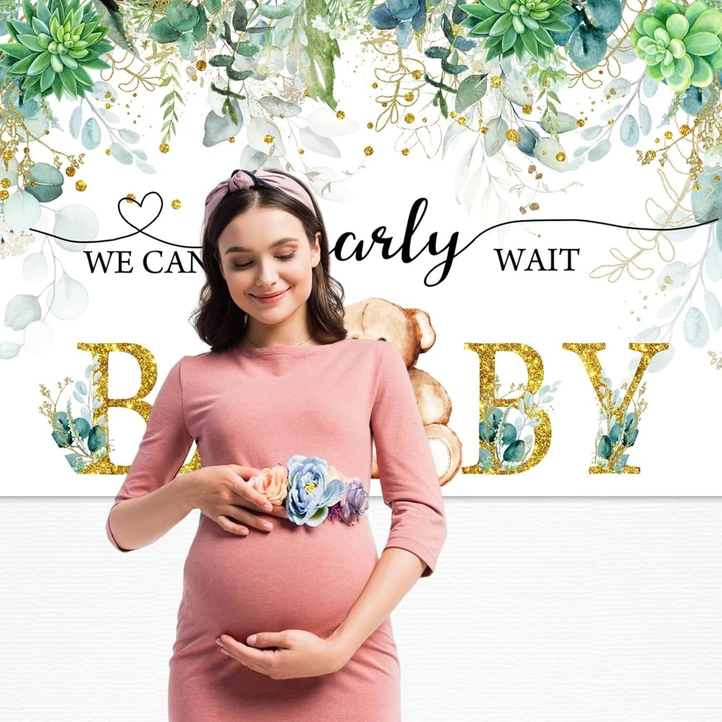 Bear Gender Reveal Backdrop We can Bearly Wait Baby Shower Decoration 8x6 ft