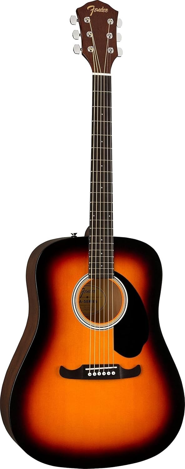 Fender FA-125 Dreadnought Pack – Sunburst Guitar + Stand, Tuner, Picks, Strings